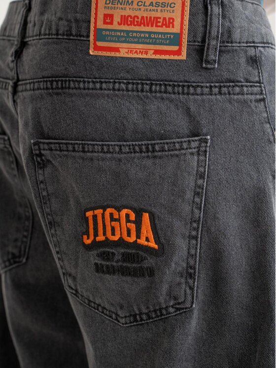 Jigga Wear Jigga Wear Jeansy Spodnie Jeansowe Baggy Męskie Czarne Sprane Jigga Wear Outline L Czarny Baggy Fit
