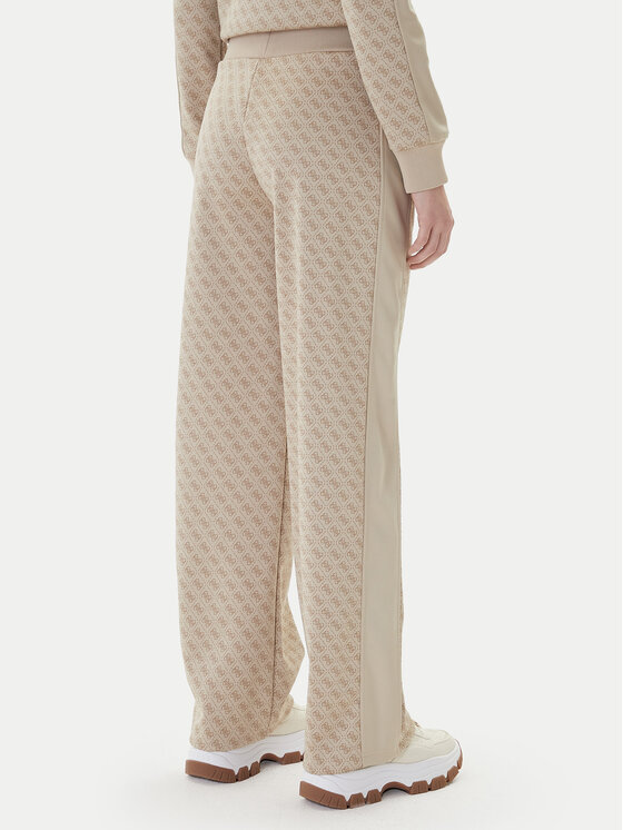 Guess Guess Spodnie dresowe V6RB09 K2042 Beżowy Wide Leg