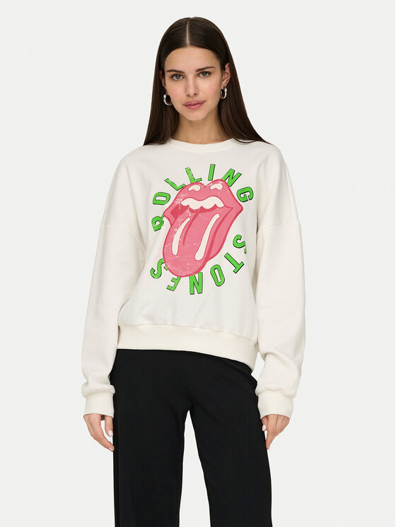 ONLY ONLY Bluză Rolling Stones 15345927 Alb Regular Fit