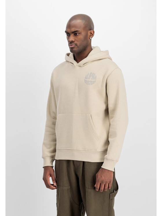 Alpha Industries Alpha Industries Bluza Backprint Logo Hoodie Beżowy Regular Fit