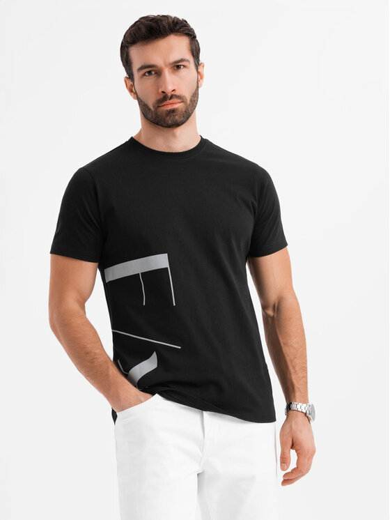 Ombre Ombre T-Shirt OM-TSPT-0213 Czarny Regular Fit