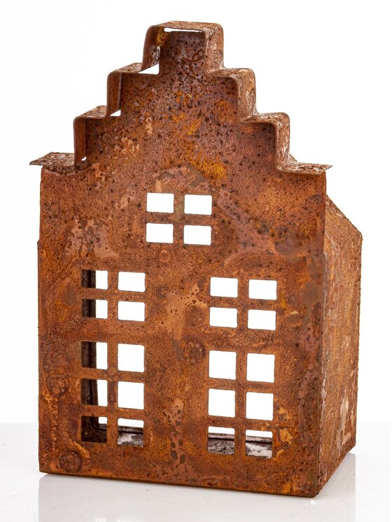 MIAhome MIAhome Figurka domek metalowy rdzawy RUGGINE small Pomarańczowy