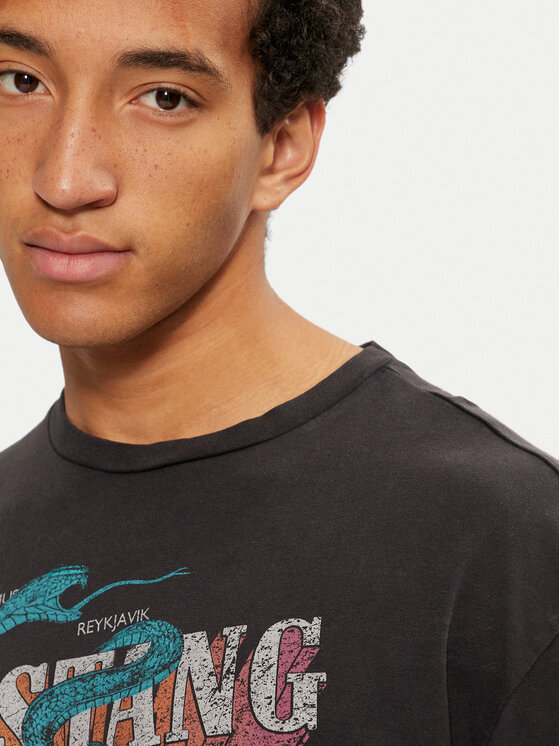 Mustang Mustang T-Shirt Akron 1015658 Μαύρο Relaxed Fit