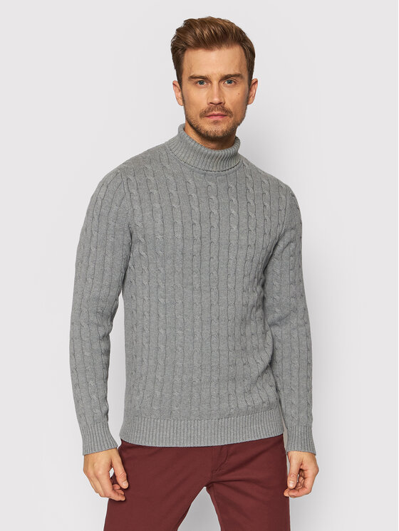 Selected Homme Selected Homme Bluză cu gât Ryan 16077218 Gri Regular Fit