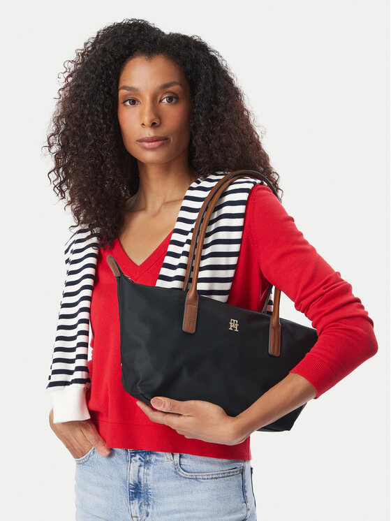 Tommy Hilfiger Soma Popette East West Tote AW0AW19211 Melns