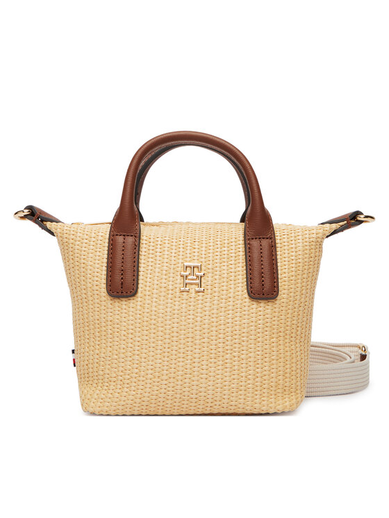 Tommy Hilfiger Tommy Hilfiger Ročna torba Popette Micro Tote Raffia AW0AW18526 Bež