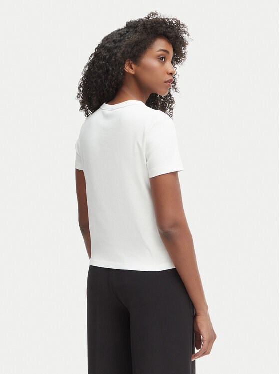 Tommy Hilfiger Tommy Hilfiger Μπλουζάκι WW0WW48709 Κρεμ Slim Fit