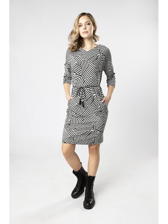 QUIOSQUE QUIOSQUE Každodenné šaty GEOZIG DRESS Sivá Regular Fit
