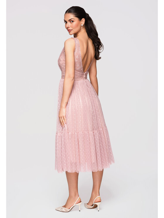 Ombre Ombre Sukienka wieczorowa LA-OM-DLR335 Beżowy A-Line Fit