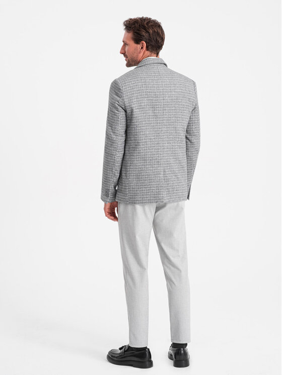 Ombre Ombre Marynarka OM-BLZB-0117 Szary Classic Fit