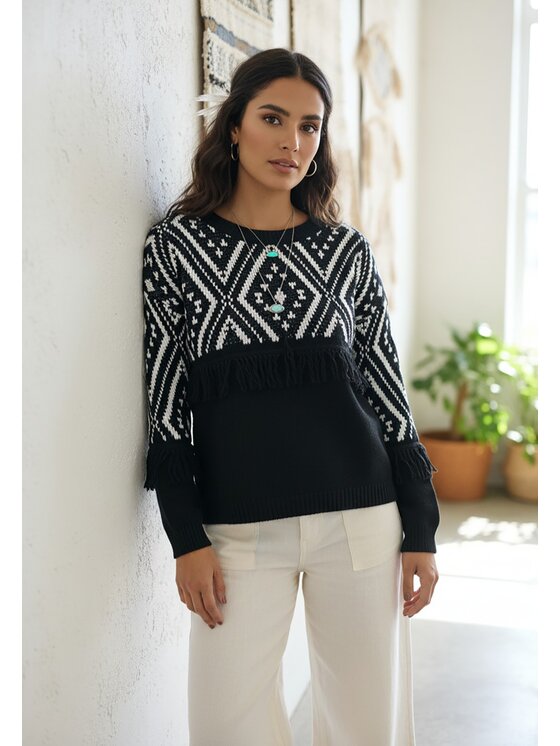 FIGL FIGL Svetr M1265 Černá Regular Fit