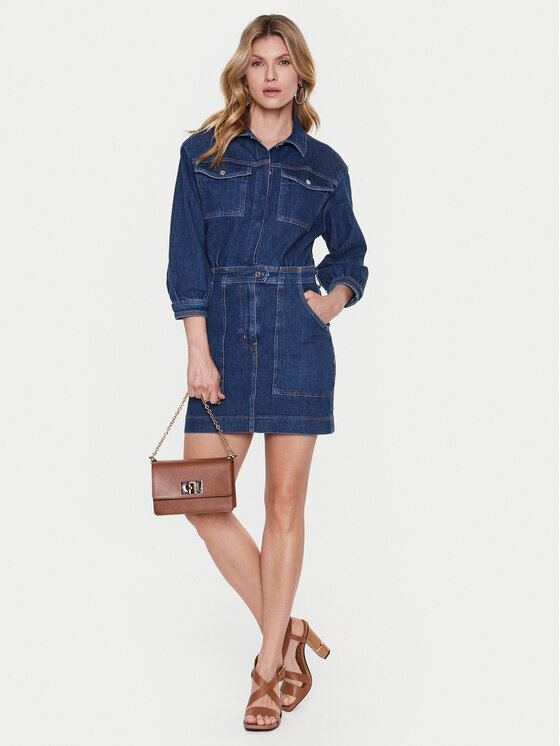 Guess Guess Sukienka jeansowa Eliza W3RK08 D4WF1 Granatowy Regular Fit