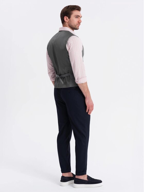 Ombre Ombre Kamizelka garniturowa OM-BLZV-0147 Szary Slim Fit