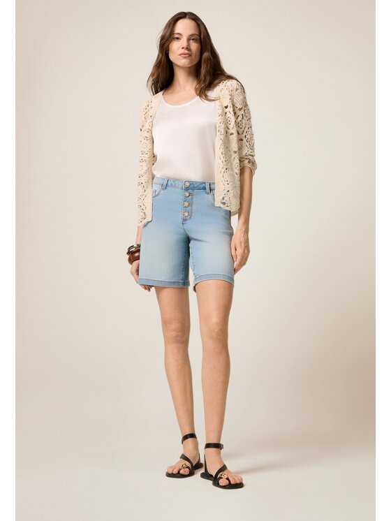 Oltre Oltre Pantaloncini di tessuto P561R008496N024 Turchese Baggy Fit