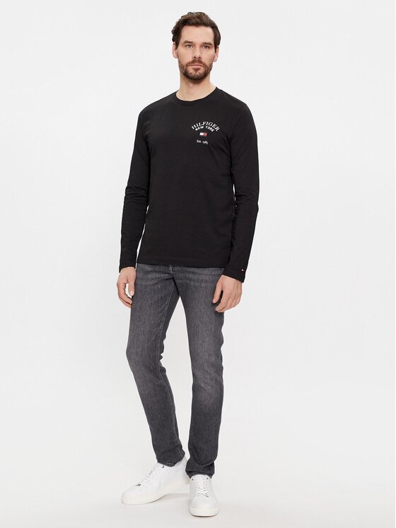 Tommy Hilfiger Tommy Hilfiger Marškinėliai ilgomis rankovėmis Arch Varsity MW0MW34252 Juoda Regular Fit