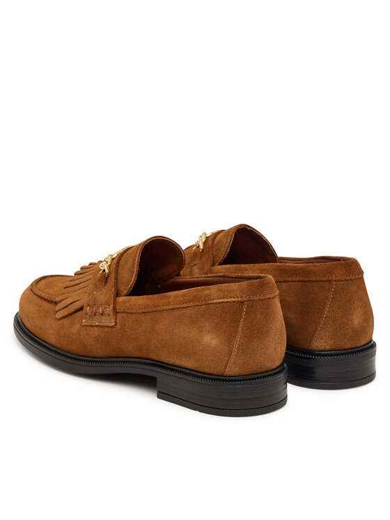Tommy Hilfiger Tommy Hilfiger Loafers Th Chain Fringe Suede Loafer FW0FW09918 Καφέ