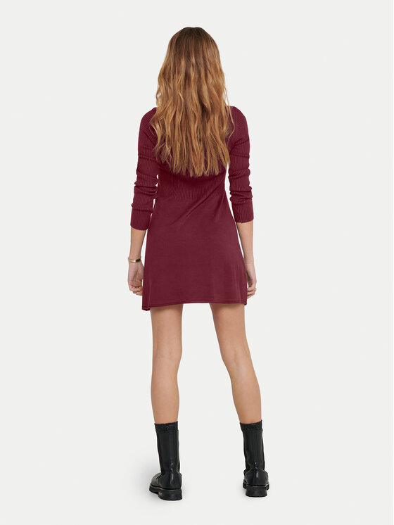 ONLY ONLY Strickkleid Alma 15185761 Dunkelrot Regular Fit
