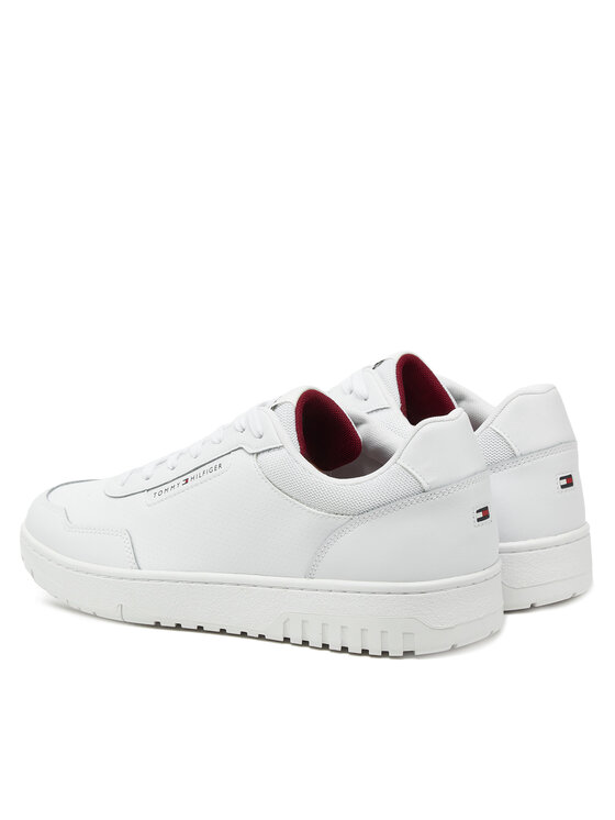 Tommy Hilfiger Tommy Hilfiger Laisvalaikio batai Th Basket Core Lth Pinperf FM0FM05466 Balta