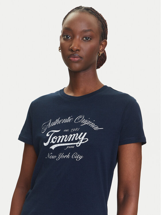 Tommy Jeans Tommy Jeans T-Shirt Essential DW0DW21404 Granatowy Regular Fit