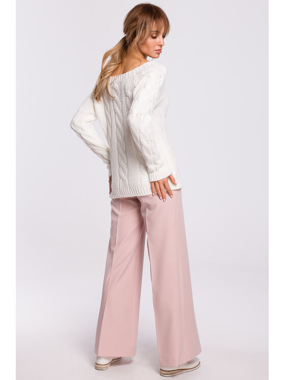 Made of Emotion Made of Emotion Sweter M511 Biały Basic Fit