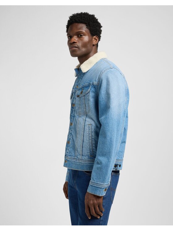 Lee Lee Kurtka jeansowa SHERPA JACKET Niebieski Regular Fit