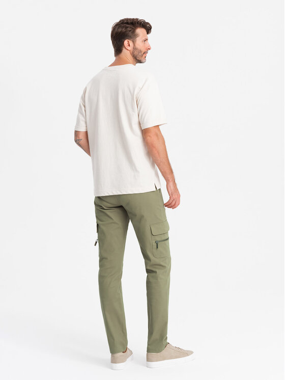 Ombre Ombre Spodnie dresowe OM-PACG-0204 Zielony Regular Fit