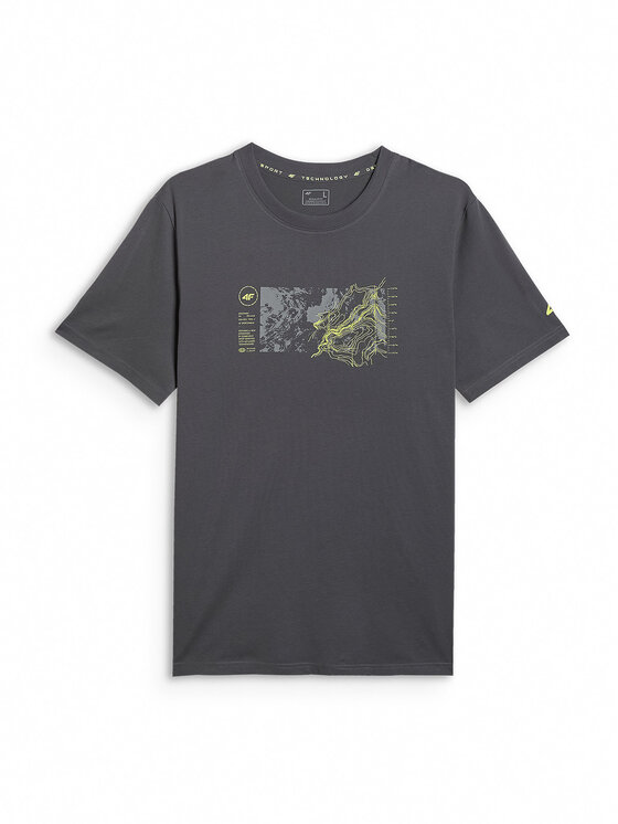 4F 4F T-Shirt TREKKING Szary ciemny Regular Fit