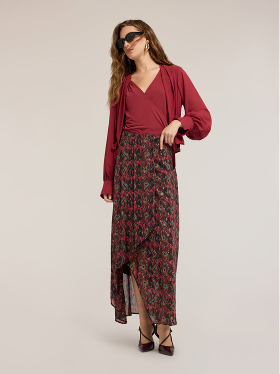 Motivi Motivi Bluzka 2047W000817N036 Bordowy Regular Fit