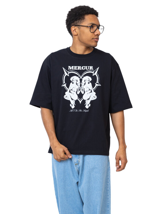 Mercur Mercur T-Shirt Angels Czarny Comfortable Fit