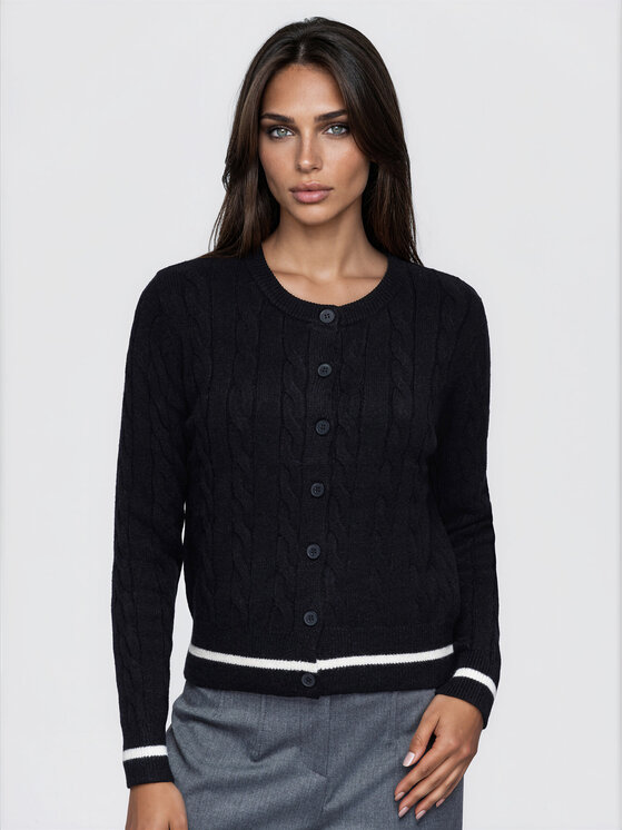 Ombre Ombre Kardigan OW-SW-E0028 Czarny Slim Fit