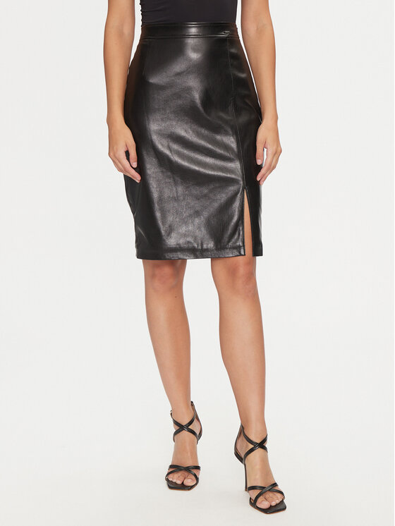 Guess Guess Műbőr szoknya W4BD91 WGIK0 Fekete Slim Fit