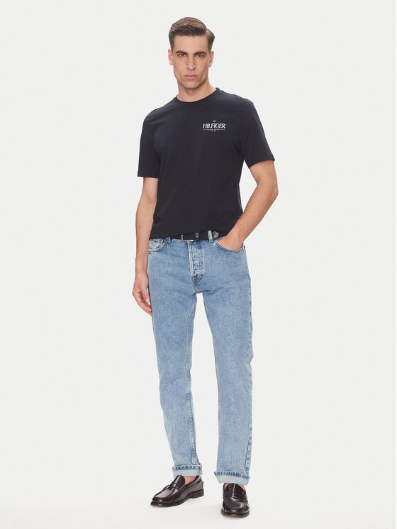 Tommy Hilfiger Tommy Hilfiger Tričko Stack MW0MW39355 Tmavomodrá Regular Fit