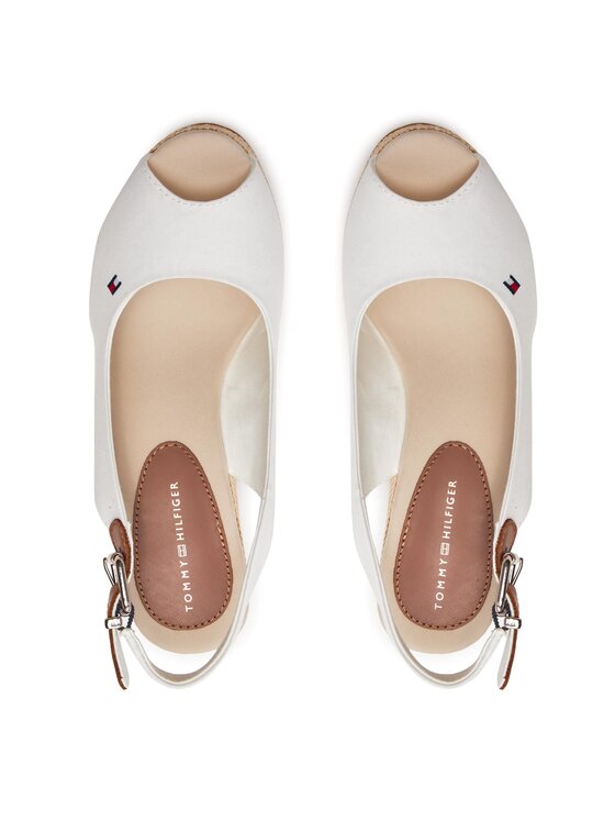 Tommy Hilfiger Sandales Iconic Elena Sling Back Wedge FW0FW04789 Ecru