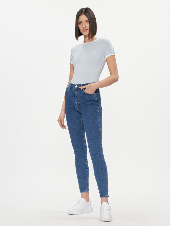 Tommy Jeans Tommy Jeans Tričko Signature DW0DW17377 Modrá Slim Fit