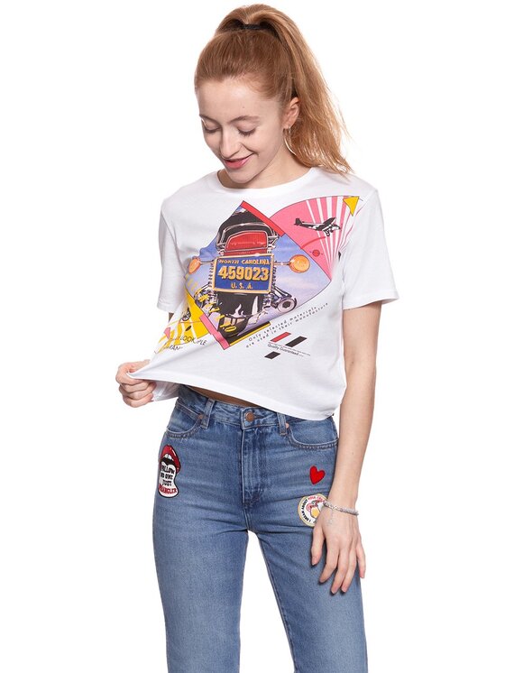 Wrangler Wrangler T-shirt CROP TEE Bianco Regular Fit