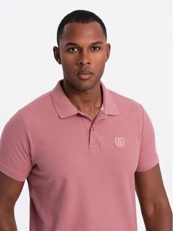 Ombre Ombre Polo OM-POBS-0100 Różowy Regular Fit