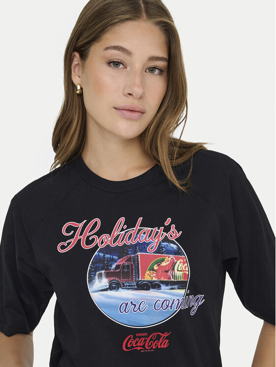 ONLY ONLY Тишърт Coca Cola 15355794 Черен Regular Fit