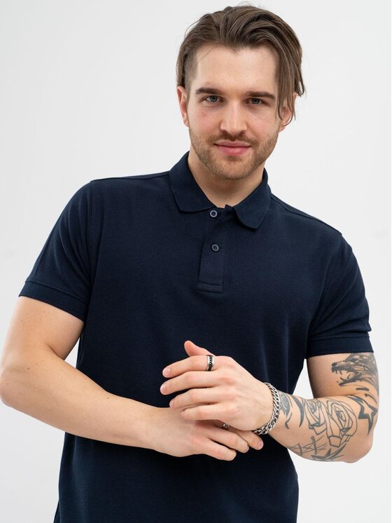 Jigga Wear Jigga Wear Polo Koszulka Polo Z Krótkim Rękawem Męska Granatowa Jigga Wear Classic XL Niebieski Regular Fit