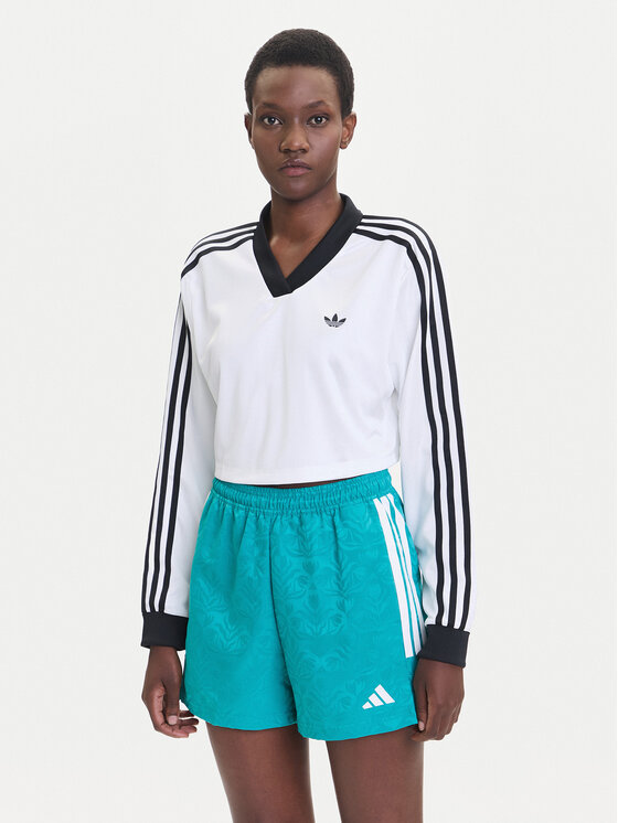 adidas Bluzka adicolor Football Jacquard JV9740 Biały Loose Fit