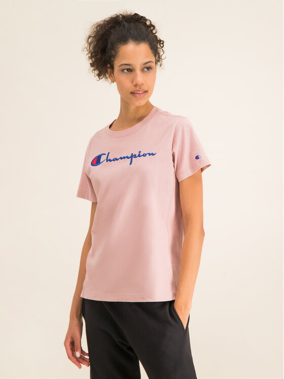 Champion Champion T-shirt Script Logo 110992 Rosa Regular Fit
