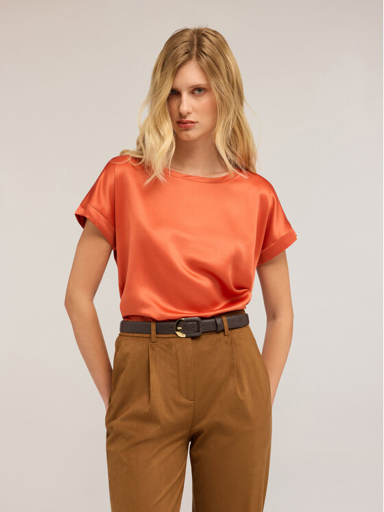 Motivi Motivi T-shirt G063W703439N017 Arancione Regular Fit