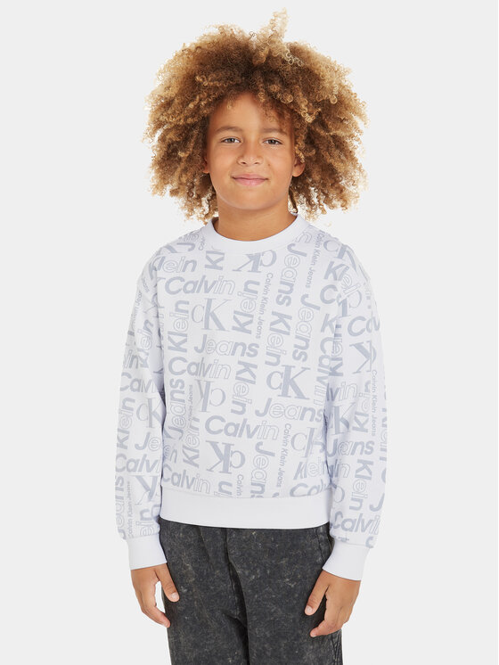 Calvin Klein Jeans Sweatshirt - Kinderkleidung, Größe 8Y Grau Inst Ck Aop IB0IB02046