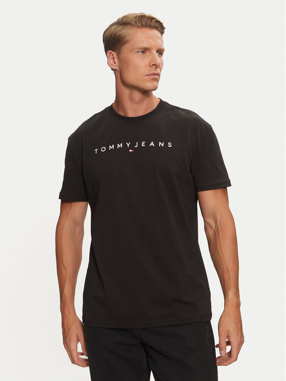 Tommy Jeans Tommy Jeans Tričko Linear Logo DM0DM20744 Čierna Regular Fit