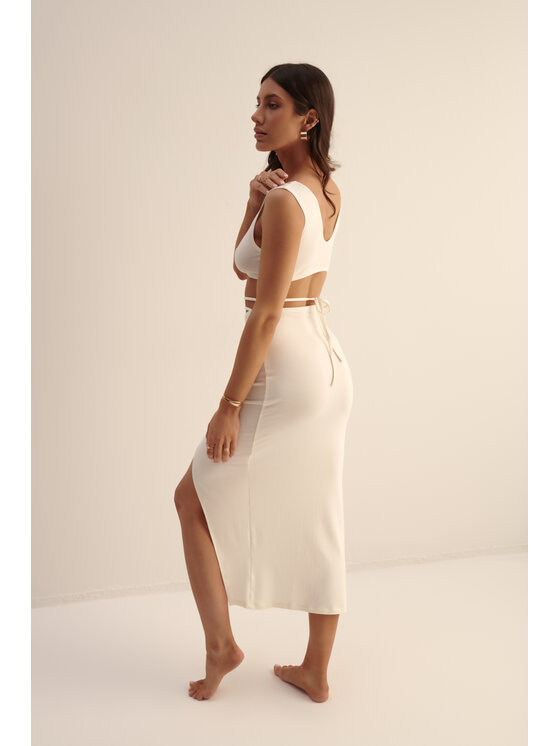 Hottie Hot Hottie Hot Komplet top i spódnica ISLA Biały Slim Fit