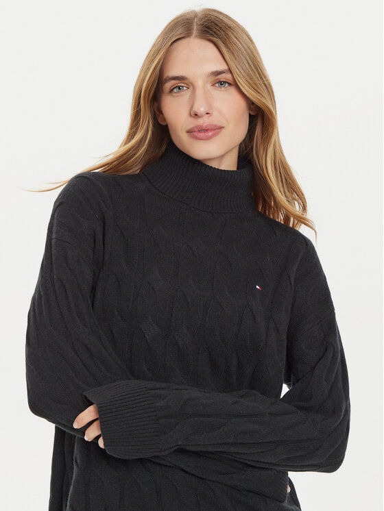 Tommy Hilfiger Tommy Hilfiger Rollkragenpullover WW0WW43102 Schwarz Regular Fit