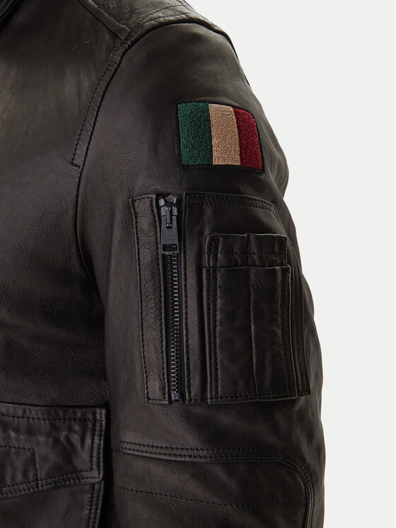 Aeronautica Militare Aeronautica Militare Geacă de piele 252PN0963U100839 Negru Regular Fit