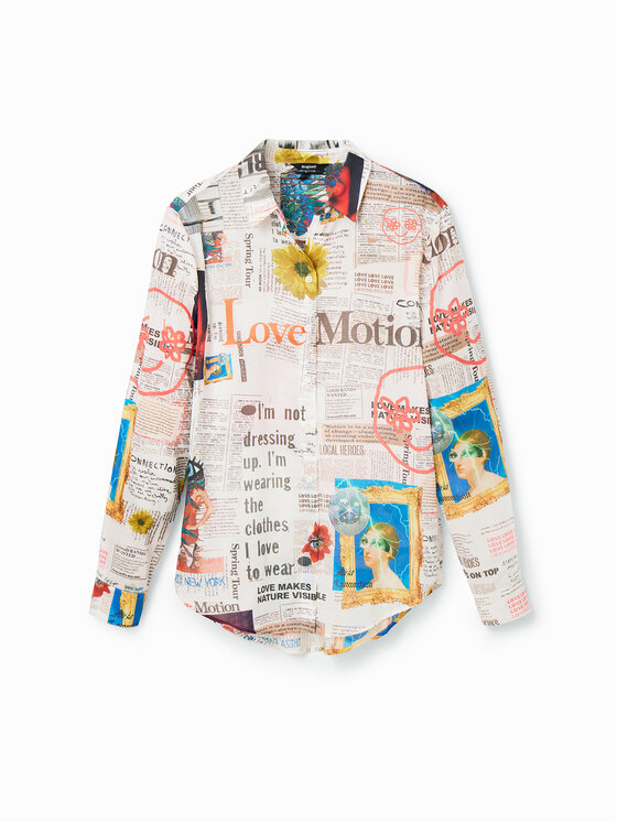 Desigual Desigual Πουκάμισο Newspaper 23SWCW24 Έγχρωμο Regular Fit