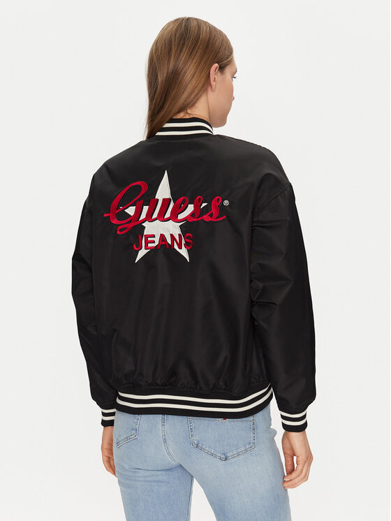 Guess Jeans Guess Jeans Bomber dzseki W5RL43 WHAA2 Fekete Regular Fit