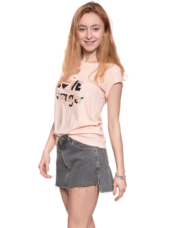Wrangler Wrangler T-Shirt I LOVE TEE Różowy Regular Fit