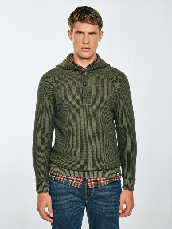 BIG STAR BIG STAR Sweter CARLSON Zielony Basic Fit